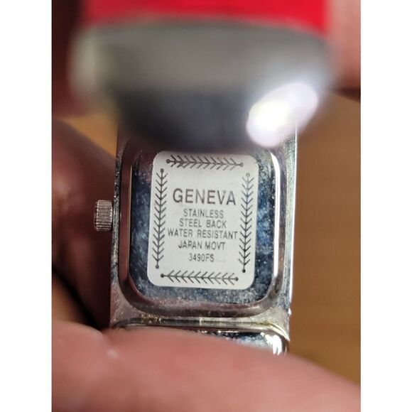 Vintage Geneva Analog Wristwatch Red Cuff Band - Picture 4 of 7